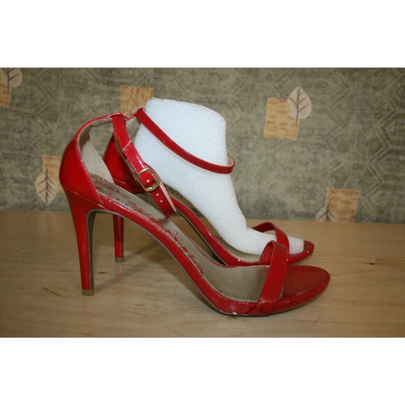 Brash Red Patent Ankle Strap Heels 12 W - Picture 1 of 6